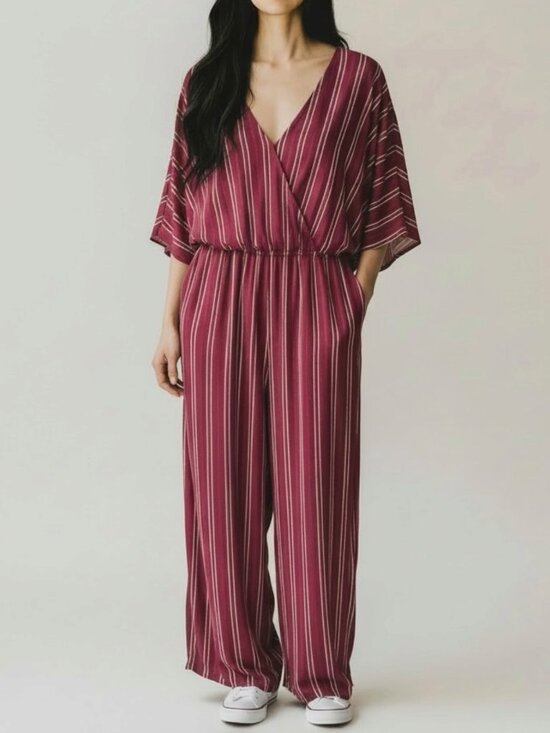 Jack by BB Dakota Pants - JACK by BB DAKOTA NWT It Takes All Stripes Wide Leg Jumpsuit - Red - Size L
